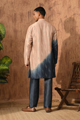 ROSE GOLD/BLUE VISCOSE SILK mens kurta pajama with patra work