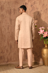 ROSE GOLD LINEN SATIN mens kurta pant with zardozi