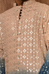 ROSE GOLD/BLUE GEORGETTE mens kurta pant with sequencework