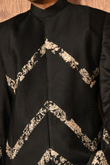 BLACK LINEN SATIN mens indowestern set with zardozi