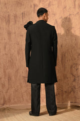 BLACK JAPANESE mens indowestern set with wire work and zardozi