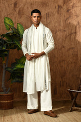 IVORY GEORGETTE mens kurta pant with mirrorwork