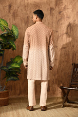ROSE GOLD GEORGETTE mens kurta pajama with threadwork