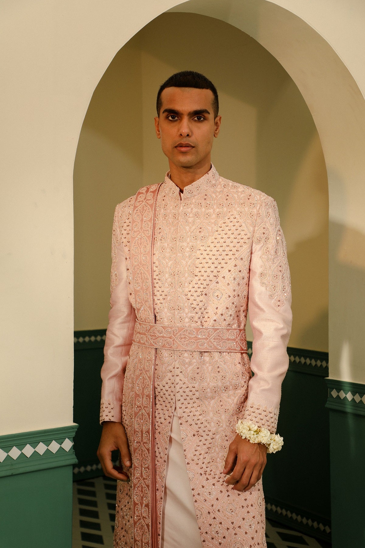 Raw silk sherwani with cotton silk kurta SW1420