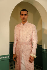 Raw silk sherwani with cotton silk kurta SW1420