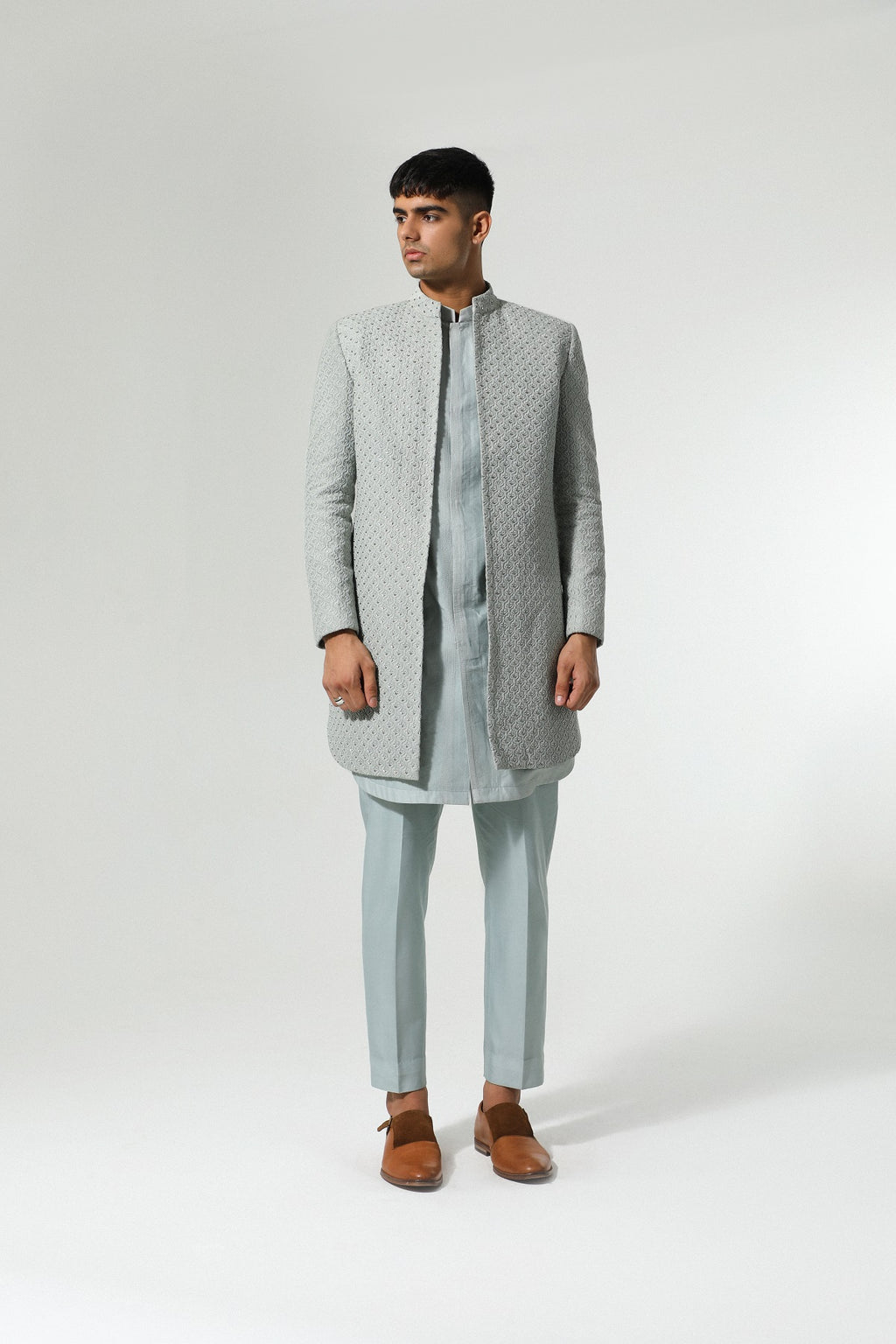 Long open-front jacket adorned with exquisite threadwork IW