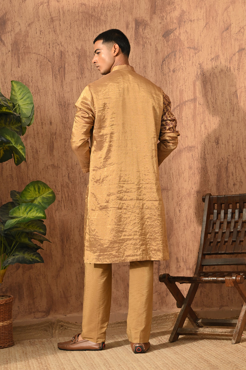 ANTIQUE TISSUE mens kurta pajama with thread and motiwork