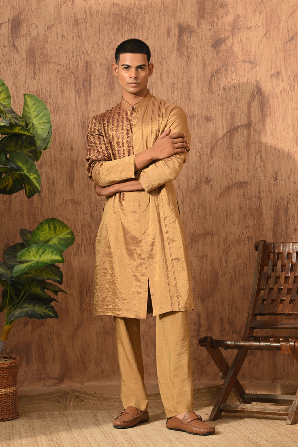 ANTIQUE TISSUE mens kurta pajama with thread and motiwork