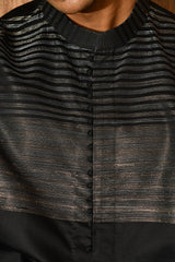 BLACK COTTON mens kurta pajama with detailing