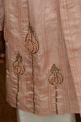 PINK LINEN SATIN mens kurta pant with zardozi
