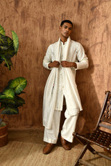 IVORY GEORGETTE mens kurta pant with mirrorwork