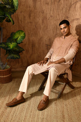 ROSE GOLD GEORGETTE mens kurta pajama with threadwork