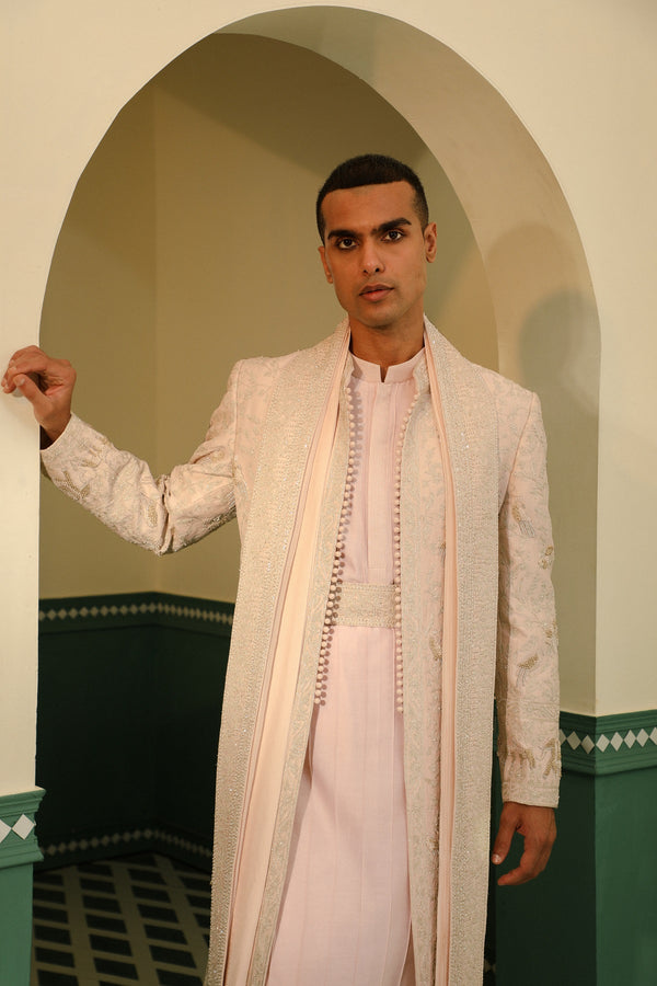 Fawn color sherwani with Dori work and zardozi hand embroidery SW1423