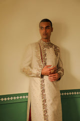 Hand-embroidered angrakha style sherwani SW1432