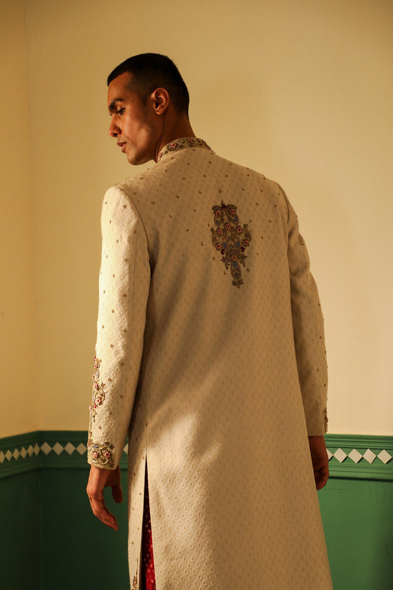 Hand-embroidered angrakha style sherwani SW1432