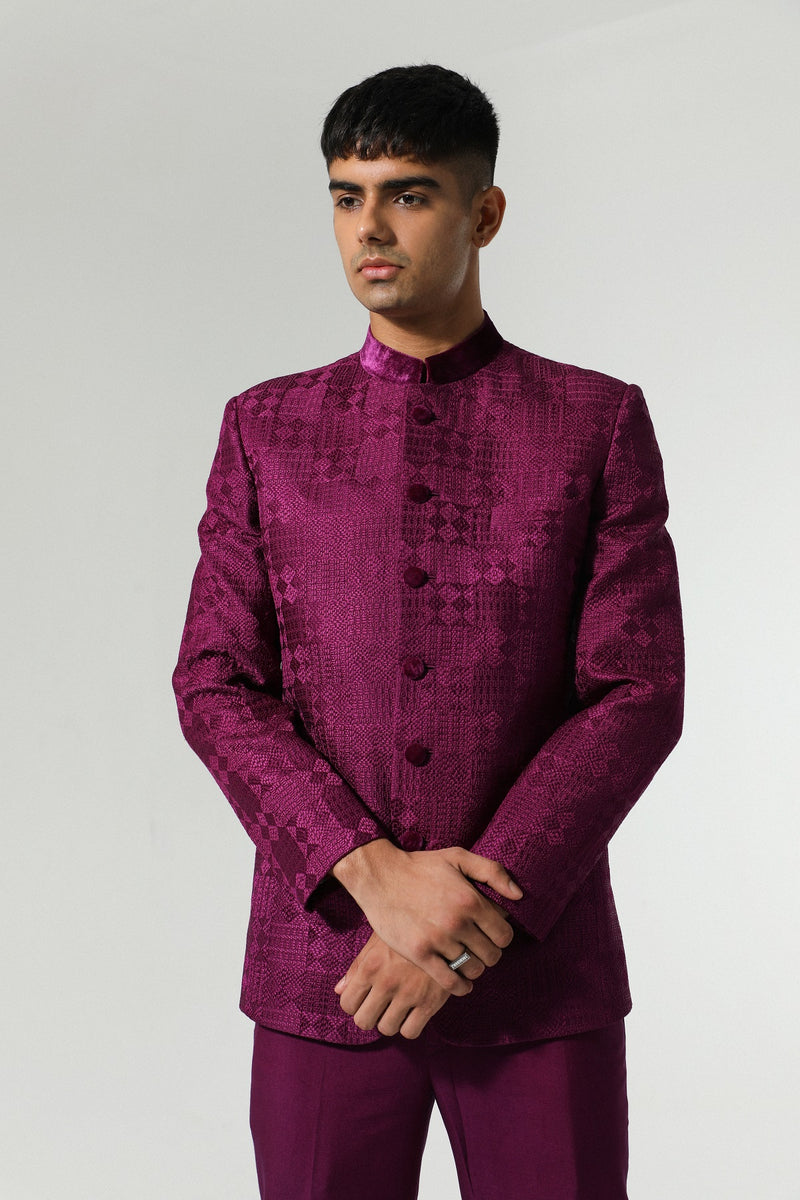 Chanderi bandh gala suit adorned with delicate threadwork BG018