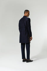 Navy blue raw silk Indo-Western IW2211