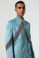 Luxurious teal velvet Indo-western IW 2201